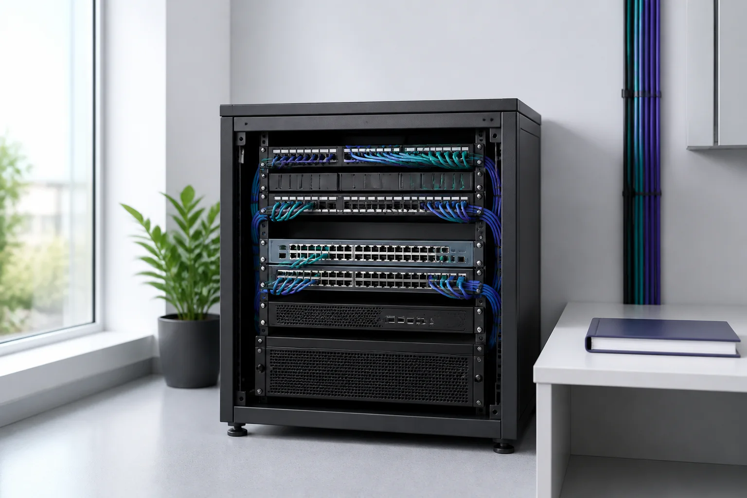 Documented technology infrastructure with orderly network and server equipment